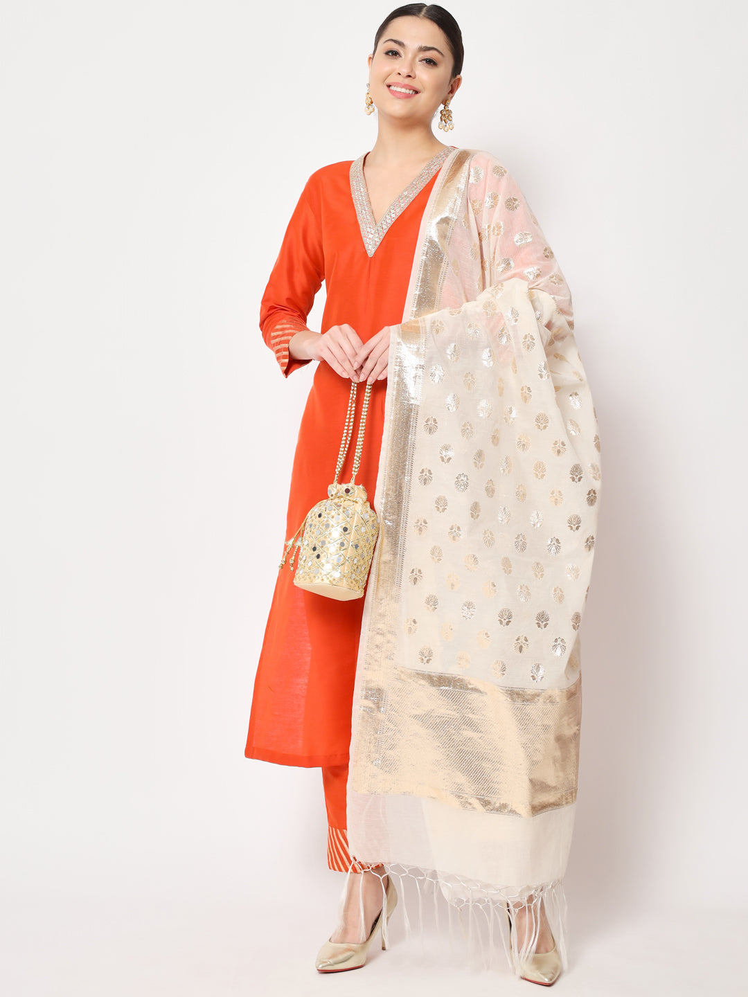 Buy Shubhisha Fashion Women White Anarkali Printed Kurta With Palazzo &  Dupatta Online at Best Prices in India - JioMart.